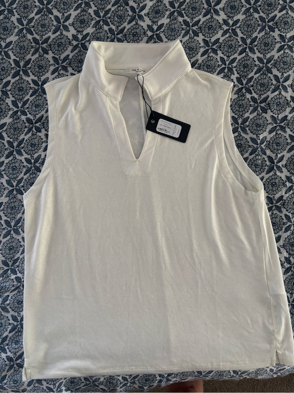 rag & bone Cream Sleeveless V-Notch Polo Tank
